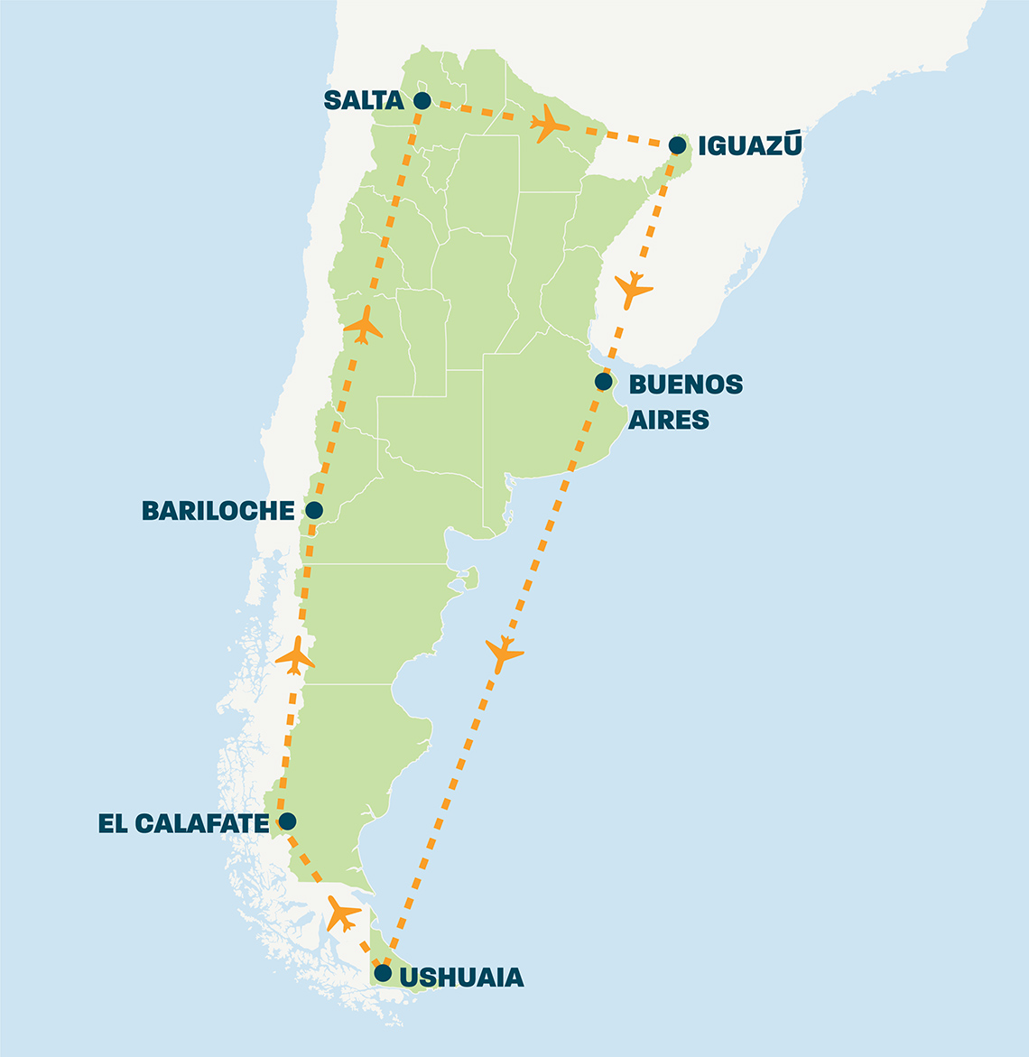 Map for Encounter Patagonia & Argentina tour